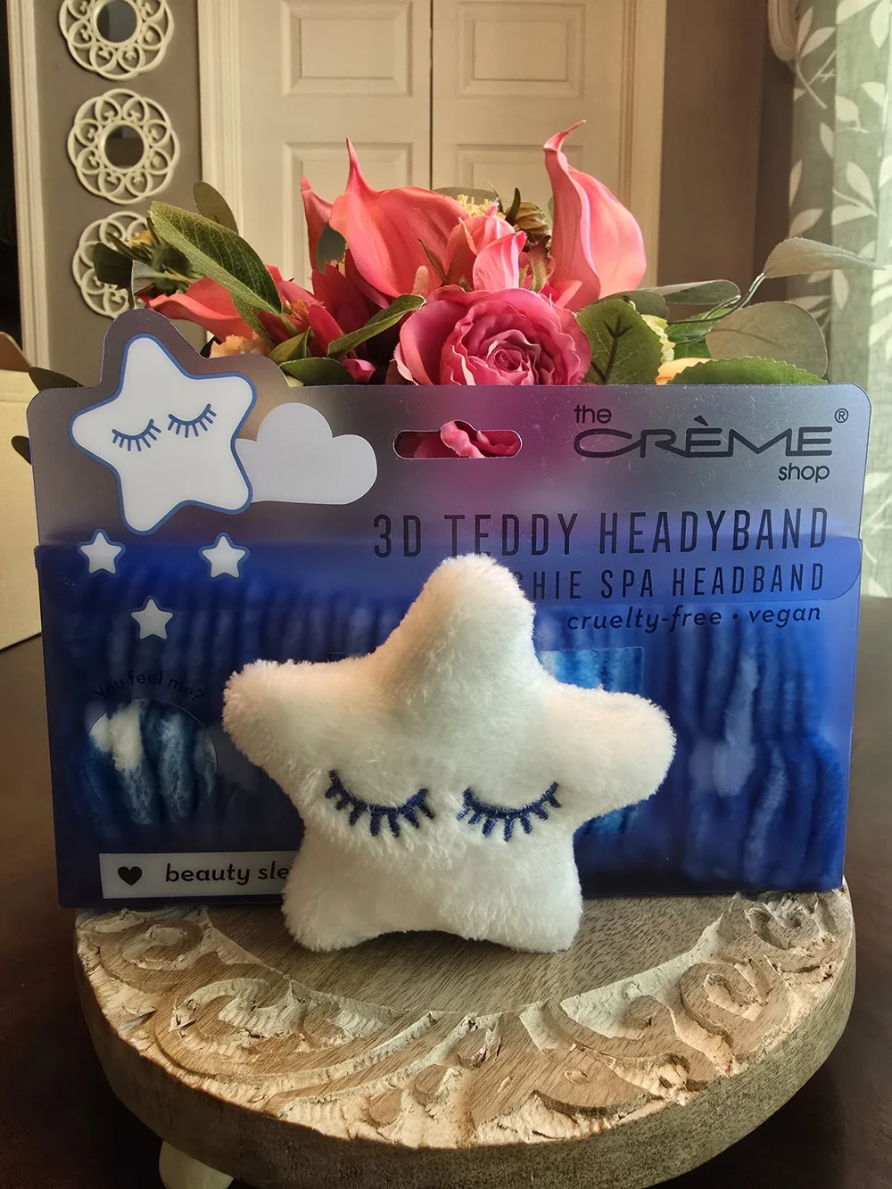 The Crème Shop White 3D Teddy Star Spa Headband - Plush Skincare Headband